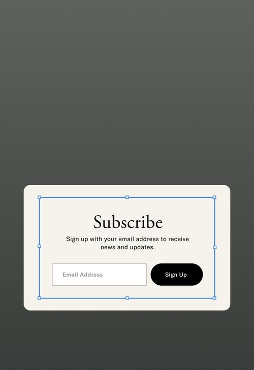 A form field to capture email subscribers.