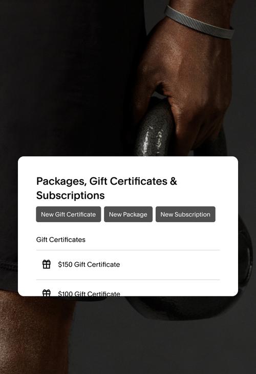 Selection screen for a user to purchase a gift certificate.