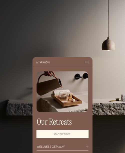 Custom Squarespace website for a spa offering a variety of bookable services.